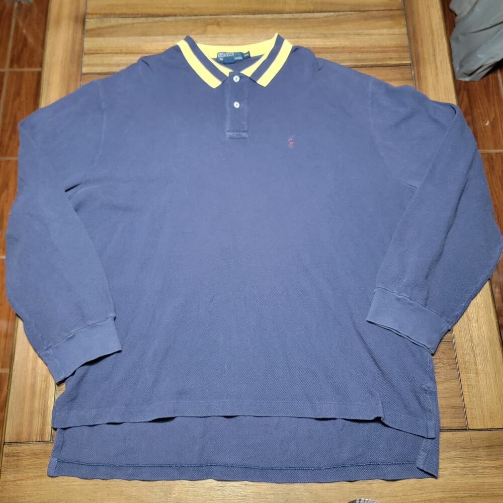 Polo by Ralph Lauren LS Navy Knit Polo - Size XXL